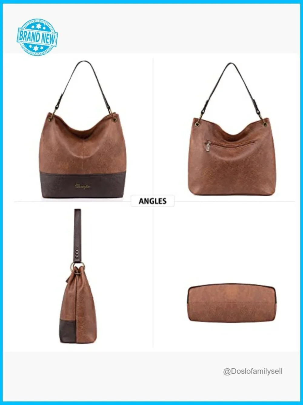 Vegan Leather Hobo Bag Top Handle Shoulder Purse Handbag Two Tone Vintage
